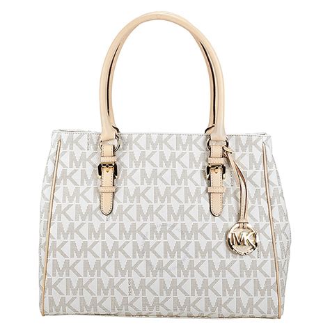 michael kors medium jet set logo work tote vanilla